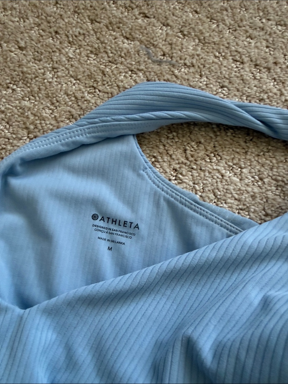 Athleta Light Blue Ribbed V-Neck Cropped Tank - Picture 2 of 3